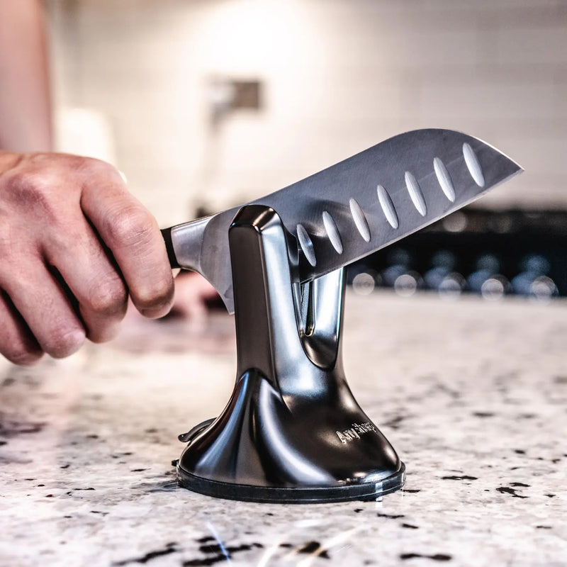  AnySharp XBlade Professional Knife Sharpener with PowerGrip -  Hands-Free and Secure - Gun Metal : Home & Kitchen