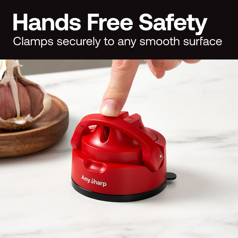 AnySharp Safer Hands-Free Knife Sharpener, Evo, Red