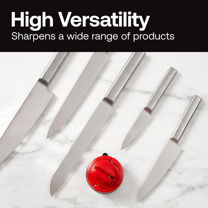 AnySharp Safer Hands-Free Knife Sharpener, Evo, Red