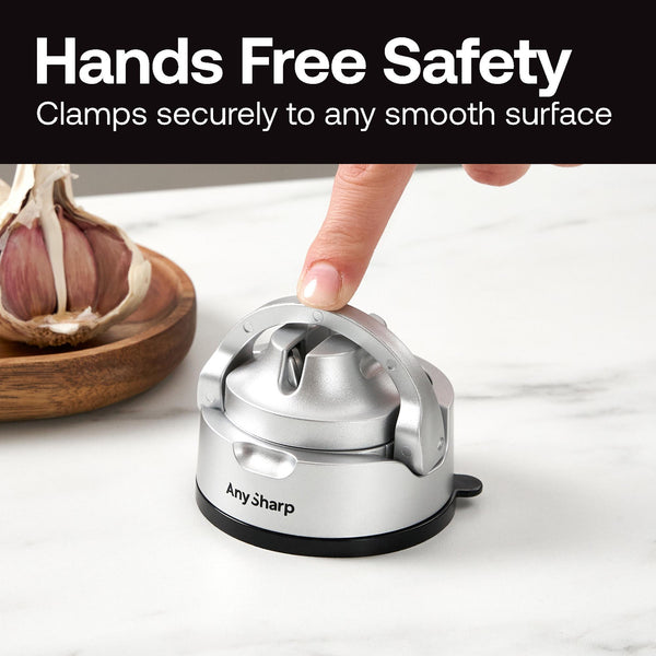 AnySharp Safer Hands-Free Knife Sharpener, Evo, Silver